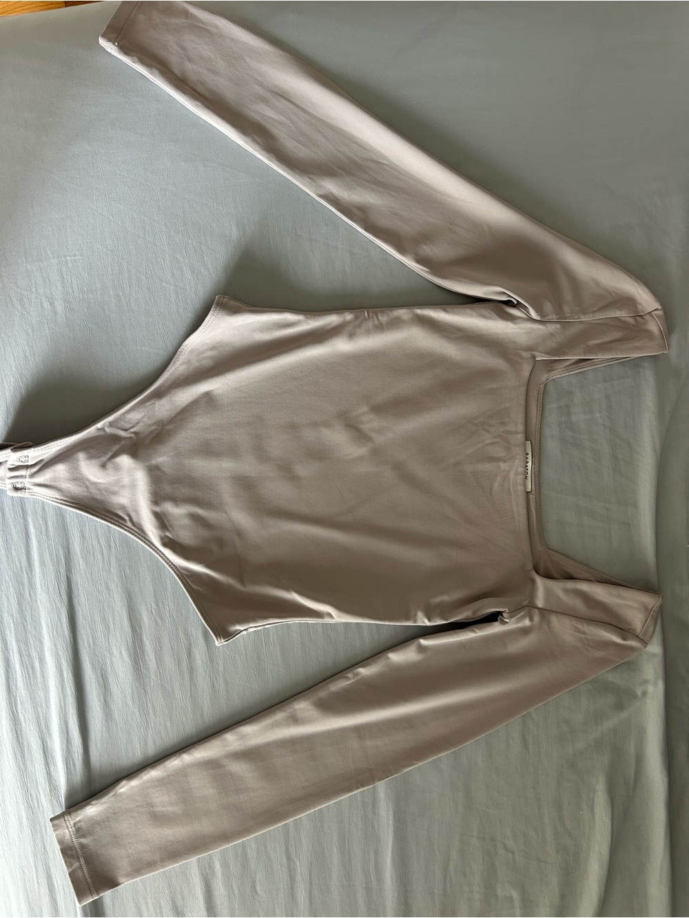 Aritzia Long Sleeve Square Neck Bodysuit in Taupe